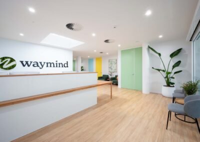 Waymind Psychiatry white and timber reception